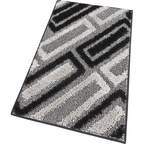 Tappeto Bagno Moderno Morbido Soffice Assorbente Asciugapassi Antiscivolo Lavabile Nero - 50x80 Cm