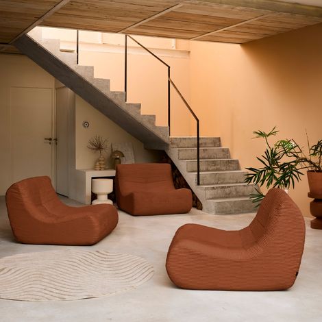 Chauffeuse velours côtelé 3 places - plusieurs coloris - SOKOL Velours côtelé Terracotta (1/5)