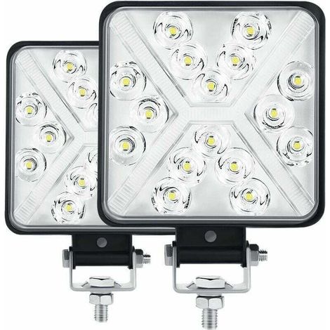 SABIR Pair 4” Phare de Travail LED Tracteur 300W 12000LM 6000K Phare LED 4x4 IP67 Feux Additionnels LED Moto Carré 8D Lentille Extrêmement Haute Luminosité pour Tracteur SUV Camion Garage Jardin,de (1/2)