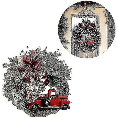 Couronne de Noël artificielle Cht pour fenêtre, mur et porte d'entrée - Décoration de Noël pour la maison (1/5)