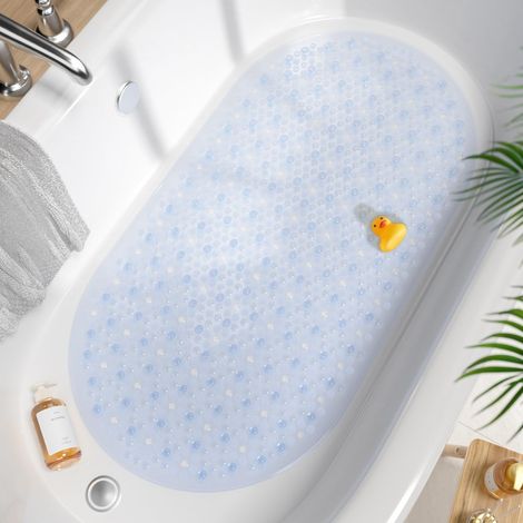 Tapis De Bain Anti-dérapant - 68 x 38 Cm - Forme Ovale Avec Ventouses Et Trous D’évacuation - Pour Baignoire Et Douche - 1 Pièce (1/5)