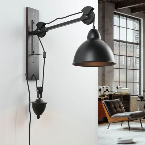 Verstellbare Wandlampe mit Schalter Holz Metall E14 (1/5)