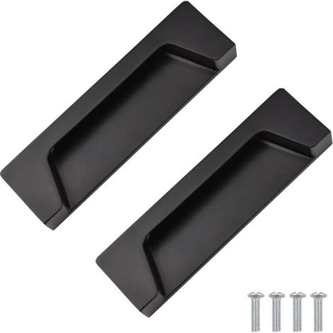 Set di 2 maniglie incassate in lega di zinco da 10,5 cm, nero opaco, per armadi, guardaroba, librerie, cassetti e schedari, con viti di montaggio (1/4)