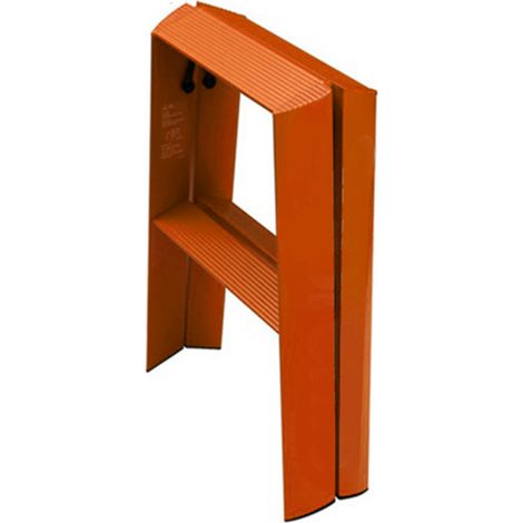 Klappbare Trittleiter mit 2 Stufen aus Aluminiumlegierung, sicher und verstärkt, Haushaltsgerät, orange (1/5)