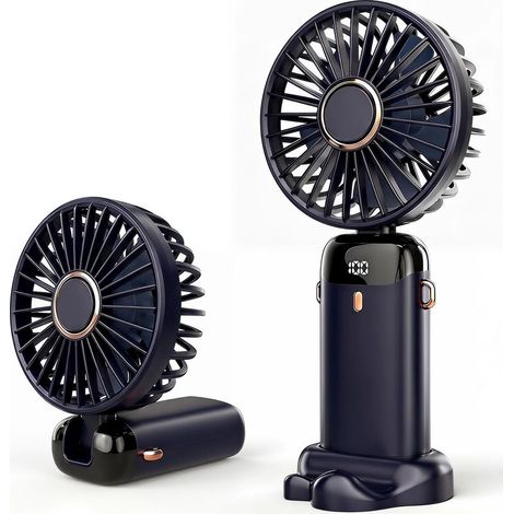 Mini ventilatore portatile - Ventilatore piccolo ricaricabile da 2400 mAh con 5 velocità, motore brushless silenzioso, pieghevole a 90° per ufficio, viaggi e uso esterno (1/5)