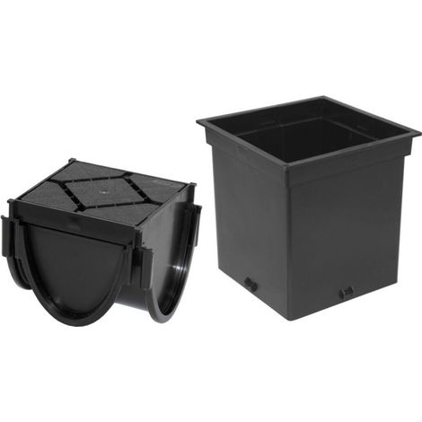 Élément d'angle pour caniveau de douche en polypropylène noir – Longueur 10,7 cm – Largeur 9,6 cm – Montage parfait en angle