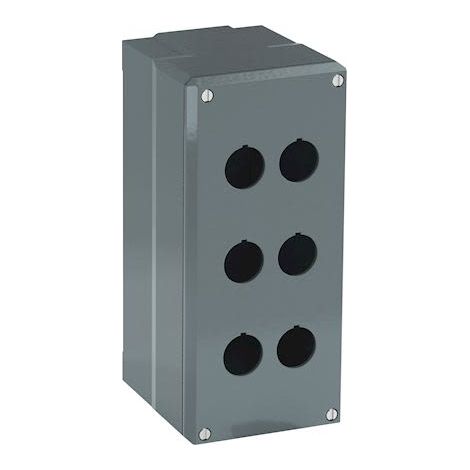 Boîtier de bouton-poussoir ABB Modular Metal, 6 découpes, en Aluminium Gris ( Prix pour 1 )