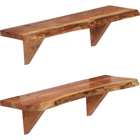 Wandregale 2 Stk. 60 x 20 x 18 cm Massivholz Akazie