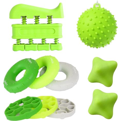 Étirement des doigts, Hand grip musculation, 3 niveaux de résistance handgrip, exercice des doigts, balle anti-stress, balle de massage hexagonale pour guitariste, athlètes et musiciens -10 Pack (1/5)