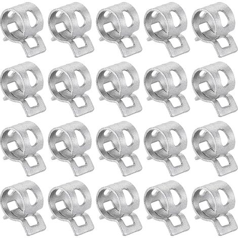 20pcs Collier Serrage Pour Tuyau 10mm Pour Ligne Carburant Argent (1/5)