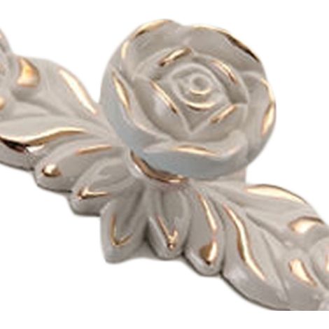 Boutons de meuble Euro Rose Vintage Exquisite 3D, poignées de tiroir en alliage de zinc en forme de fleur pour la cuisine, la chambre et la salle de bain, couleur ivoire avec bordure dorée, taille M (1/5)