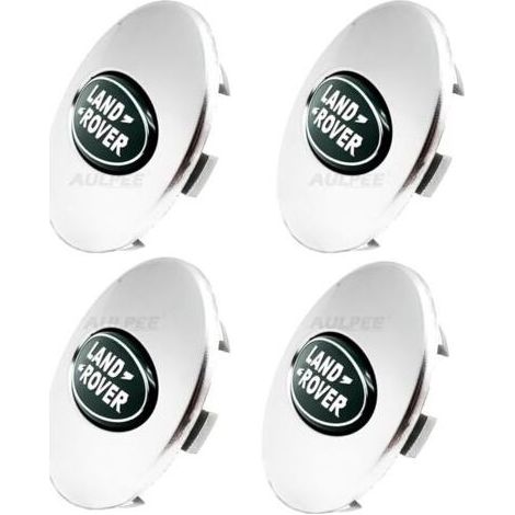 Pair Enjoliveur de moyeu avec logo central 62 mm en ABS compatible avec les accessoires Land Rover (LR vert chromé)