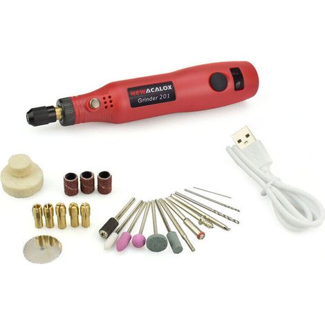 Mini meuleuse électrique rechargeable USB 3,7 V, sculpture sur bois de jade, polissage, coupe, outil de gravure, perceuse électrique, meuleuse, rouge (1/5)