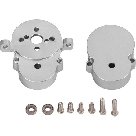 Carter de boîte de vitesses arrière métallique pour camion RC WPL D12 - Coque accessoire de transmission en argent (1/5)