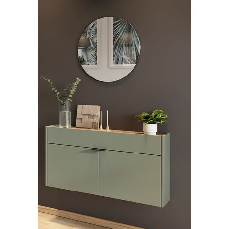Meuble à chaussures suspendu moderne 110 cm vert/chêne Alesine (1/5)