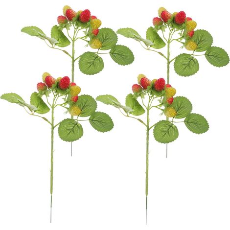 Lot De 4 Baies Artificielles Waxberry Réalistes, 9 Têtes, Rouge Et Vert, Matériaux Sûrs Solide, Décorations De Table Et Photo, Décoration Intérieure, Modèles Fruits Artificiels Compact (1/5)