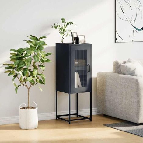 Meuble de Rangement sur Pied, Buffet Cuisine Noir Charbon 36x39x107 cm en Acier Laminé à Froid, Étagère de Stockage Robuste pour Salon Entrée (1/5)