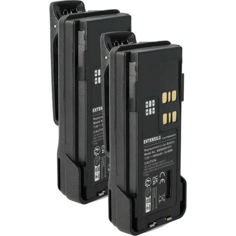 EXTENSILO 2x Battery Replacement for Motorola PMNN441, PMNN4415 for Radio, Walkie-Talkie (3400 mAh, 7.2 V, Li-Ion) + Belt Clip (1/4)