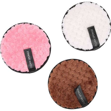 Lot de 3 éponges démaquillantes réutilisables en microfibre pour le visage, lingettes nettoyantes n°1 (1/5)
