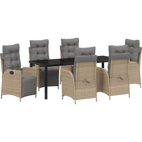 Maison Exclusive - Set da Pranzo per Giardino con cuscino 7 pcs Beige polyrattan