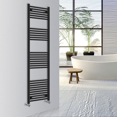 Warmehaus Straight Bathroom Heated Towel Rail Warmer Radiator Central Heating 1800x500mm Black