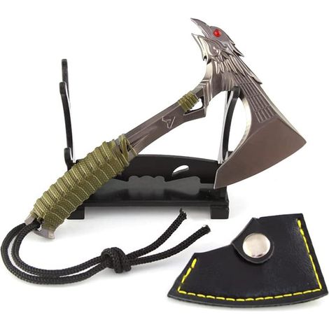 Hache miniature en métal légendaire, porte-clés résistant à l’usure, modèle d’arme Corbeau Bec de Sang pour enfants, jeu de collection. (1/5)