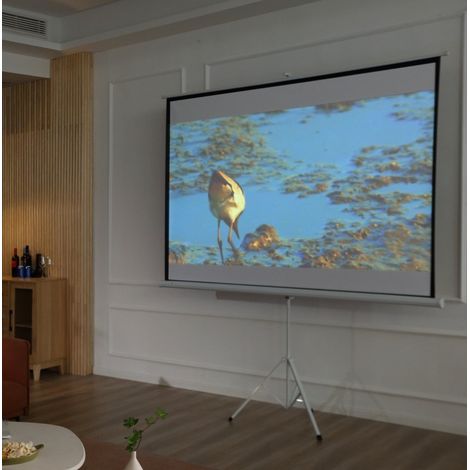Écran de projection 203x152 cm en tissu blanc, pliable, pour home cinéma et bureau – MEUBLIV (1/5)