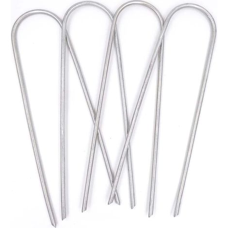Piquets de jardin galvanisés de 15 cm / piquets d'aménagement paysager / piquets de sol / piquets à gazon robustes / piquets de clôture antirouille (paquet de 4) (1/5)