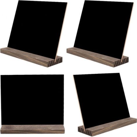 Mini enseignes de tableau noir vintage en bois avec support de base – 15.3 x 12.7cm Lot de 4, mini enseignes de table décoratives pour tableau noir petit message tableau noir (1/4)