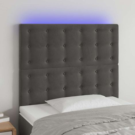 Tête de lit LED gris foncé en velours réglable 100 x 5 x 118/128 cm, 11.13kg - PANGIVO (1/5)