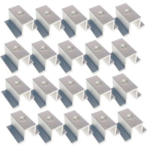 QORVA-Lot De 20 Panneaux Solaires Pv En Aluminium - Pince Centrale - Supports De Fixation - Panneau Solaire Pour Panneau Solaire -Pince Pour Montage De ProfiléS (1/5)