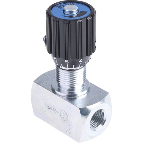 Rs Pro – Vanne de régulation du débit hydraulique – Limiteur de pression 350 bar – G 1/4 – Acier et caoutchouc nitrile – Débit max 50L/min (1/3)