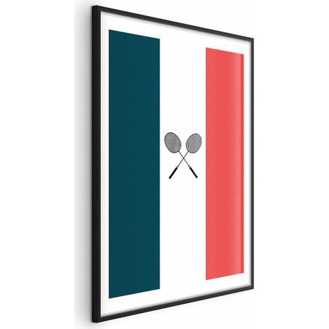 Poster – Französische Flaggen und schwarze Badmintonschläger (1/4)