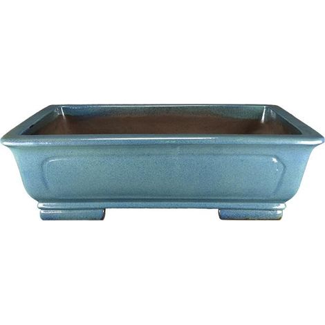 Vaso per bonsai rettangolare in gres smaltato blu 63,5x44,5x19,5 cm - TY88a