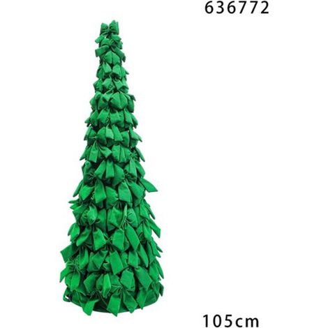 TRADE SHOP - Albero Di Natale Di Fiocchi Decorativo 105cm Ornamento Natalizio Da Appoggio Autoportante - Verde (1/2)