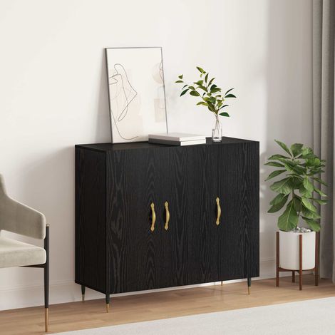 Aparador Roble Negro 90 x 34 x 80 cm Madera de ingeniería (1/4)
