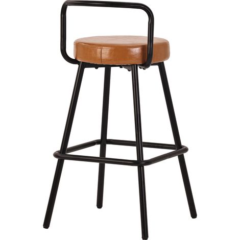 Lot de 4 tabourets de bar modernes en PU déperlant marron avec dossier ergonomique et pieds en métal robustes (1/5)