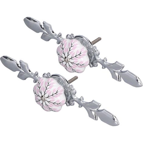 2 pièces Poignées de meuble en céramique style moderne, motif floral peint main, boutons de tiroir décoratifs 1061D