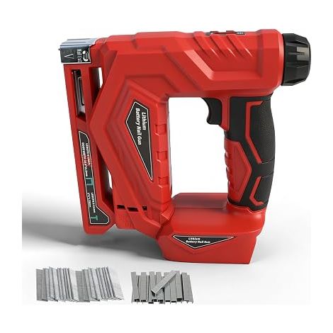 Cloueuse sans fil compatible avec M18, agrafeuse électrique sans balais 18GA pour l'amélioration de la maison, le bricolage et le travail du bois (rouge) (1/5)