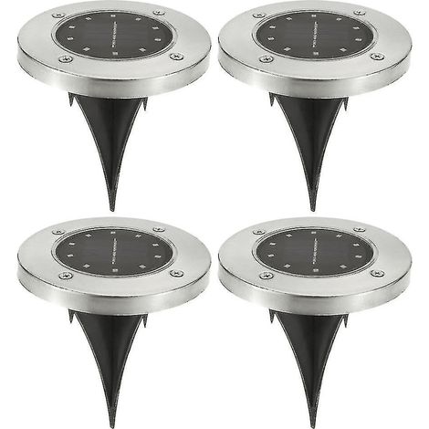 Lampe Solaire Extérieur, 4 Pièces 10 LED Lumière Au Sol Solaire Blanc Froid Etanche Spot Solaires Encastrable pour Passerelle Jardin Chemin Terrasse Pelouse Cour Souterraine
