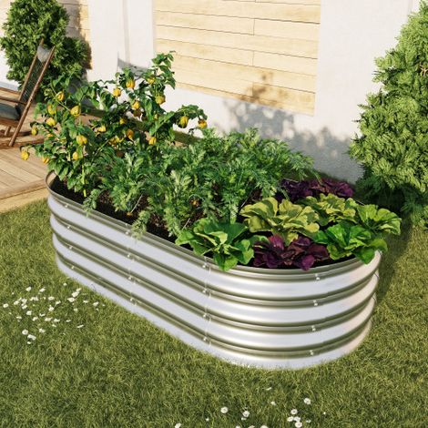 Hochbeet aus Metal Verzinkte Pflanzer erhöhte Gartenbett-Kit, Gartenbetten für im Freien für Gemüse, Blumen und Kräuter, Heavy Duty, rostbeständig, einfache Montage, 1pcs 4x2x1ft