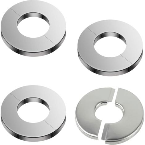 Set of 4 Stainless Steel Rosettes, Pipe Collars, Cover Rosette with Self-Adhesive, No Drilling, Heating Pipe Rosette Base Plate for Taps, Pipes - 40 mm (1/5)
