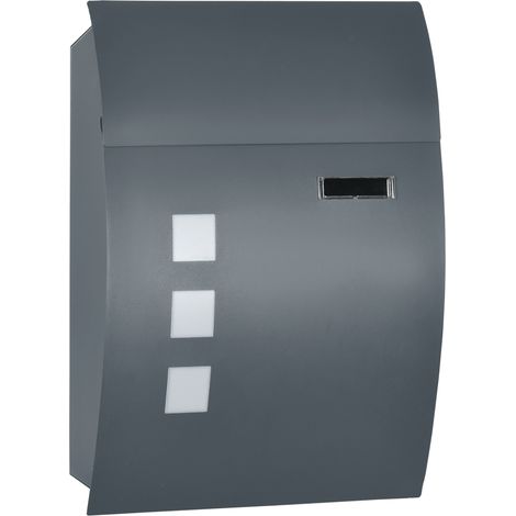 Boîte aux lettres fermable acier galvanisé fente 30 cm gris