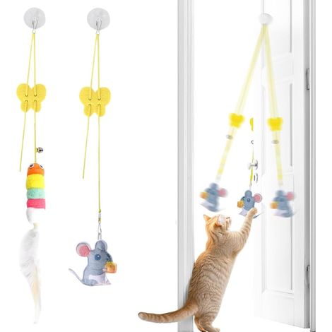 Jouet pour Chat Suspendu,2 pièces,Jouet à Suspendre pour Chat Interieur, Jouet Chat Interactif,Convient pour Les Chats à Jouer (1/5)