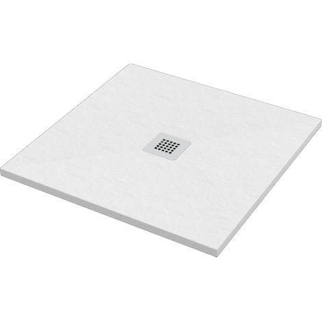 Plato de ducha cuadrado 80x80 cm color blanco efecto piedra Ercos Stone BPMAROSTON8080  Blanco mate