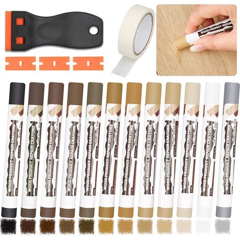Pate a Bois 12 Couleurs Brun, Pate a Bois Rebouchage, Mastic Bois  Kit Reparation Parquet, Kit Reparation Carrelage, Parquet Stratifié, pour Trous, Rayures et Fissures sur Stratifié (1/5)