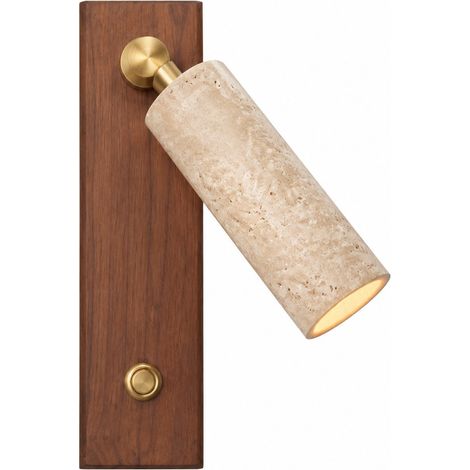 Wabi - Sabi applique en pierre jaune et bois massif, lampe chaude LED, décoration intérieure, style industriel japonais (lumière chaude) (1/4)