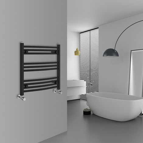 WarmeHaus Curved Black Bathroom Ladder Radiator 600x600mm (1/5)