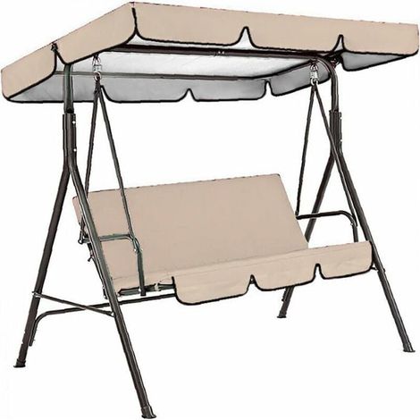 Telo di ricambio per altalena da giardino, resistente ai raggi UV, tessuto impermeabile, coprisedile antipolvere per altalena da esterno, beige, 150 cm (1/4)