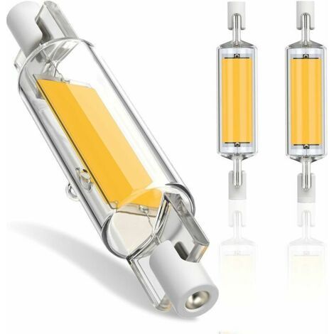 Ampoule R7S LED 78mm Dimmable, 10W R7S Ampoules LED COB, R7S LED 78mm Haute Lumière Blanc Chaud 3000K, R7S LED Lampe 1000LM, éclairage à faisceau 360 °, AC 220-240V, Pack de 2 (1/5)